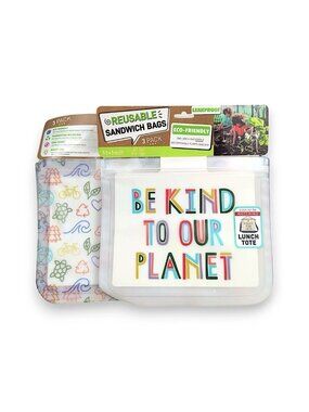Fit + Fresh Reusable Sandwich Bags - Set of 3 Eco-Friendly Sustainable Leakproof